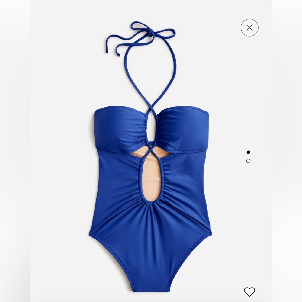 Cutout halter one-piece swimsuit in Harbor View (blue).